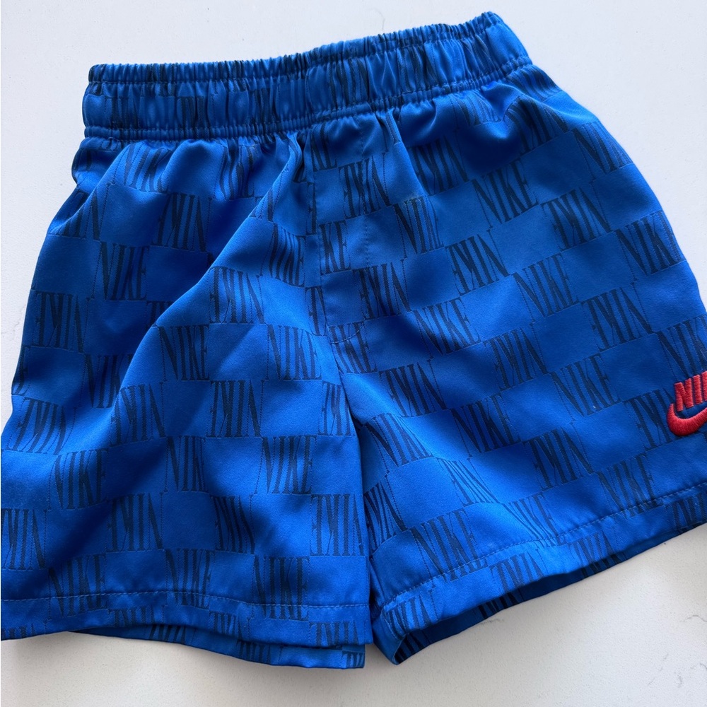 Nike Royal Blue Kids Athletic Shorts with Red Logo